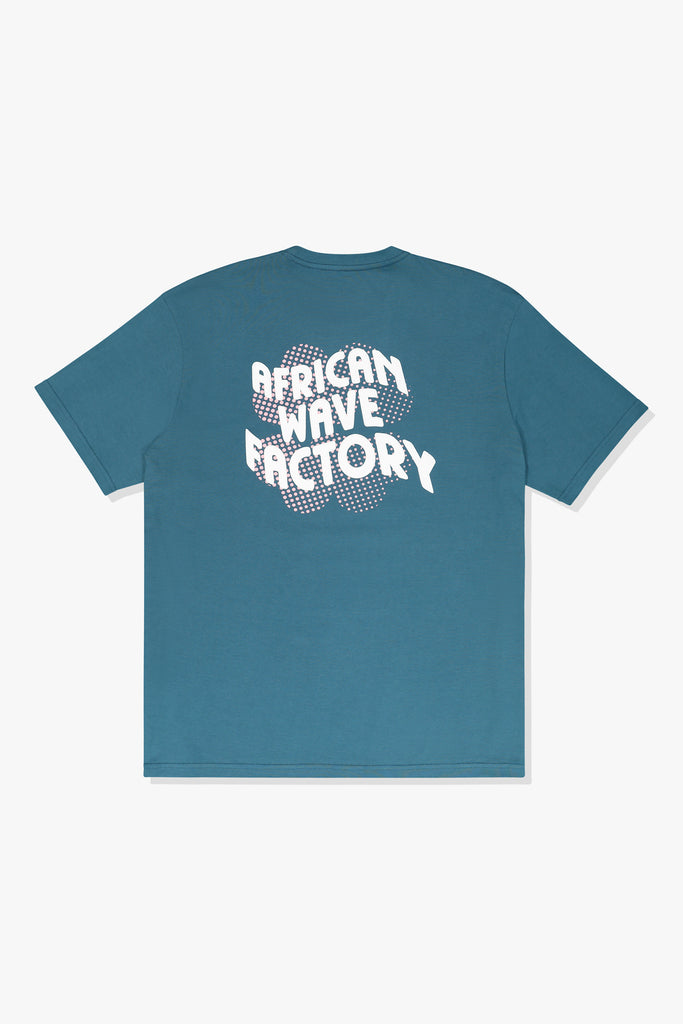 Back of Mami Wata African Wave Factory Tee with bold African Wave Factory graphic.
