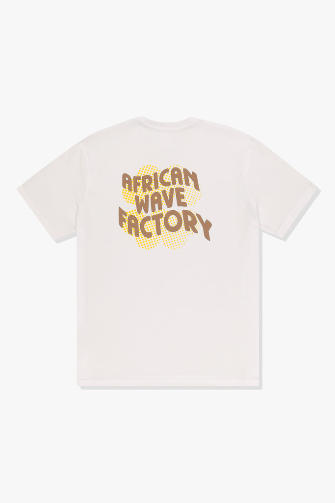 Back of Mami Wata African Wave Factory Tee with bold African Wave Factory graphic