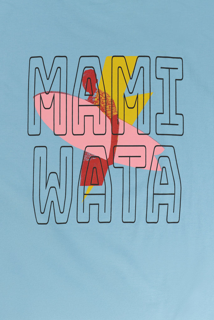 Mami Wata Lightning Surf Tee in light blue, 100% cotton, made in Africa