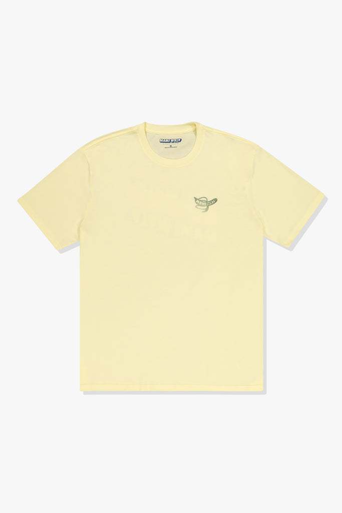 Front of 3 Mami Tee in butter yellow with banana logo – cotton t-shirt