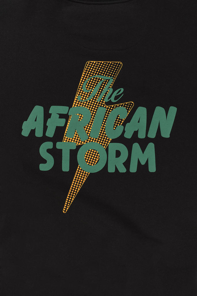 African Storm Sweat in black, 100% cotton brushed fleece, made in Africa